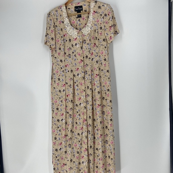 Vintage Jamie Brooke long floral spring summer button front maxi dress - Picture 1 of 13